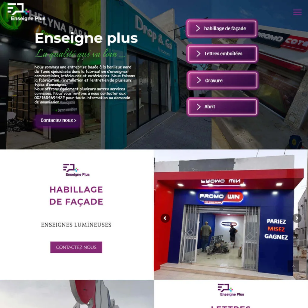 Capture du site Enseigne Plus
